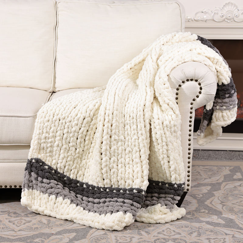 Chunky Knit Chenille Throw Blanket