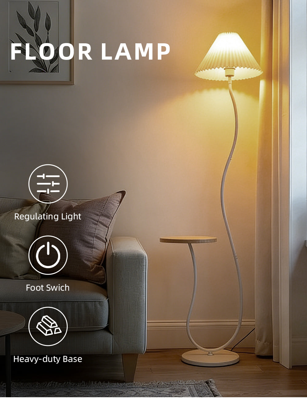 Modern Floor Lamp with Side Table