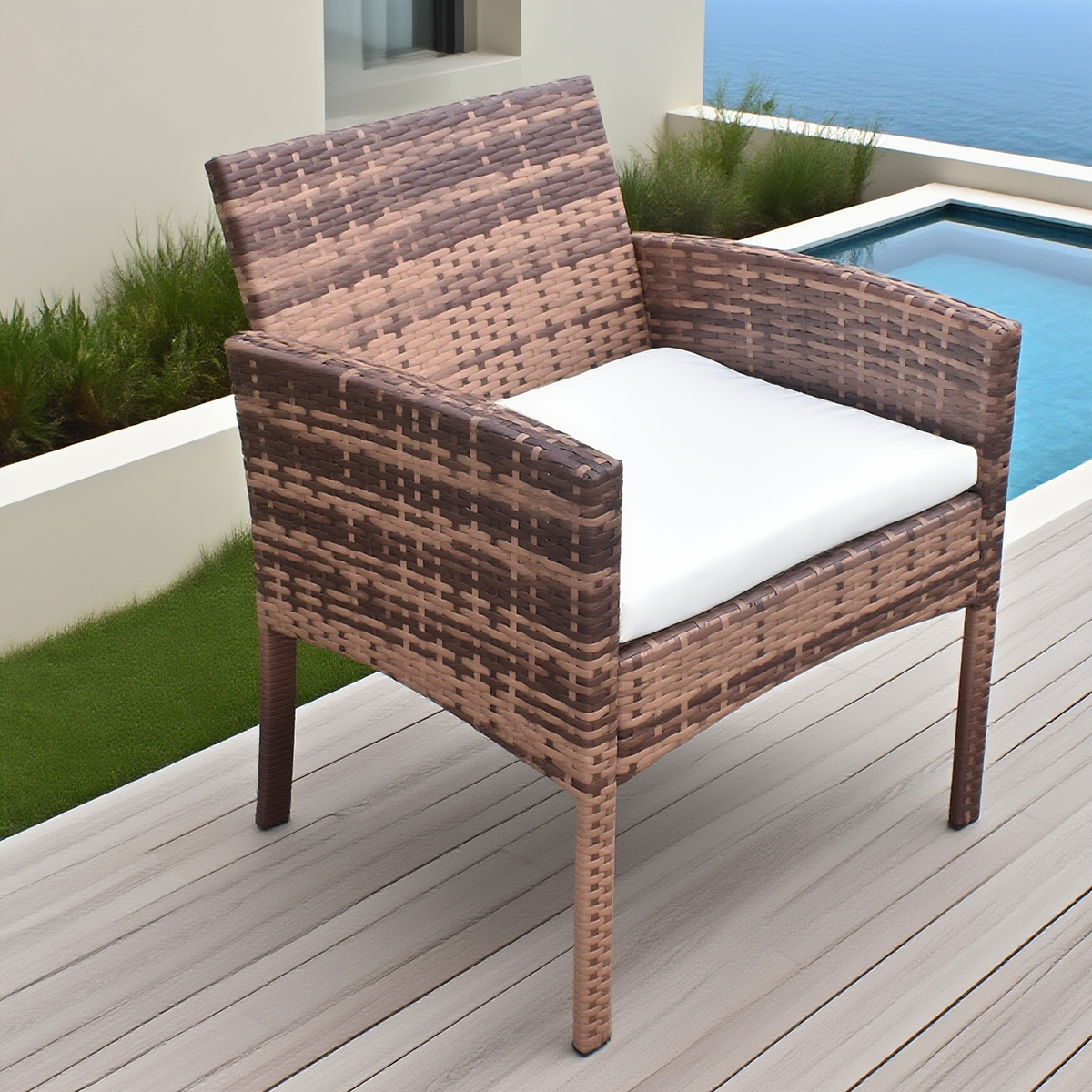 4-Piece Rattan Patio Sofa Set with Glass Table
