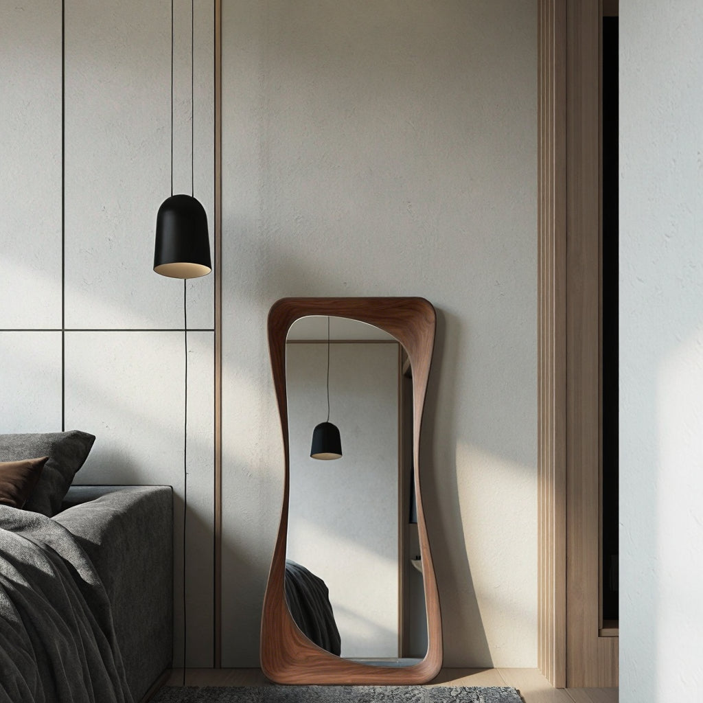 Walnut Irregular Full-Length Mirror