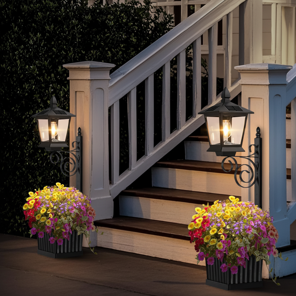 Solar Post Light with Planter